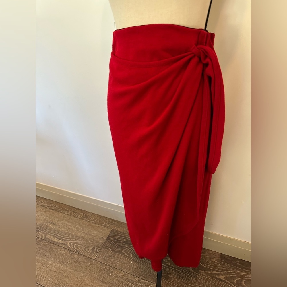Vintage Lemmie New York Red Wrap Pencil Tie Skirt SZ L